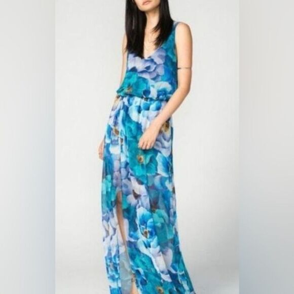 NWT Show Me Your MuMu Kendall Maxi Dress in Blue Magnolia Size Small - Picture 3 of 6